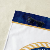 Nautic Boat Name Anchor Rope Navy Blue Yellow Strandtuch (Beispiel)