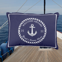 Nautic Boat Name Anchor Rope Navy White