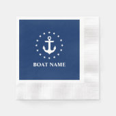 Nautic Boat Name Anchor Stars Blue Cocktail Serviette (Vorderseite)