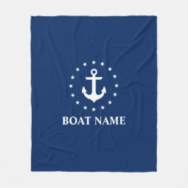 Nautic Boat Name Anchor Stars Navy Blue Fleecedecke