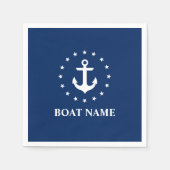 Nautic Boat Name Anchor Stars Navy Blue Serviette (Vorderseite)