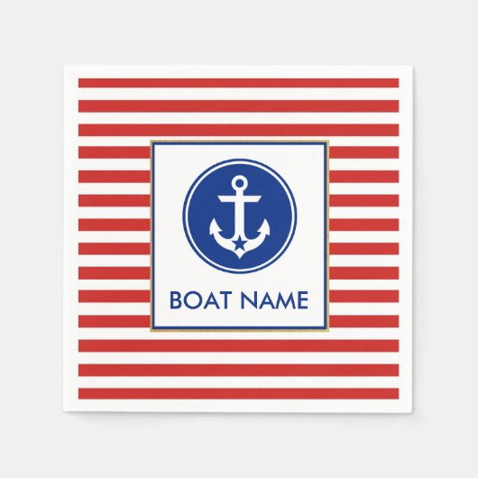 Nautic Boat Name Party Cocktail Napkins RWB Serviette (Vorderseite)