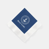 Nautic Boat Name Rope Stars Anchor Navy Blue Serviette (Ecke)