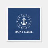 Nautic Boat Name Stars Anchor Navy Blue Napkins Serviette (Vorderseite)