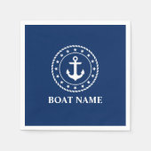 Nautic Boat Name Stars Rope Anchor Navy Blue Serviette (Vorderseite)
