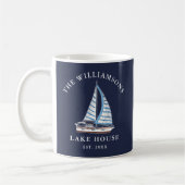 Nautic Boat Navy Blue Family Name Lake House Kaffeetasse (Links)