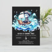 Nautic Boho Pirate Birthday Einladung (Stehend Vorderseite)