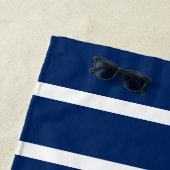 Nautic Boot Navy Blauer Streifen Name Text hinzufü Strandtuch (Beispiel)