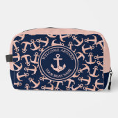 Nautic Boote Name Plush Navy Anchors Muster Waschbeutel (Vorderseite)