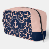 Nautic Boote Name Plush Navy Anchors Muster Waschbeutel (Rechte Ecke)