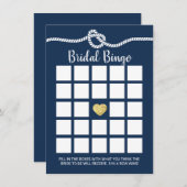 Nautic Brautparty Bingo Game Navy Blue Einladung (Vorne/Hinten)