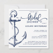 Nautic Brautparty Navy Anchor White Einladung (Vorderseite)