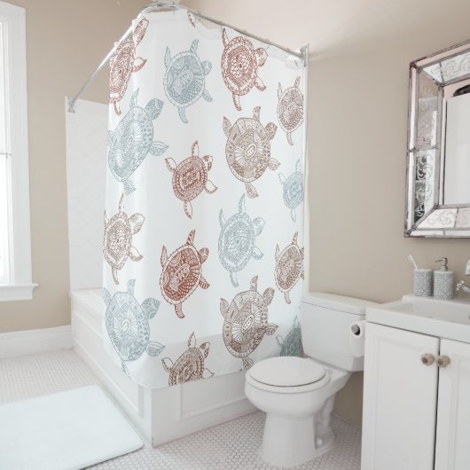 Nautic Brown & Blue Sea Turtle Duschvorhang (Beispiel)