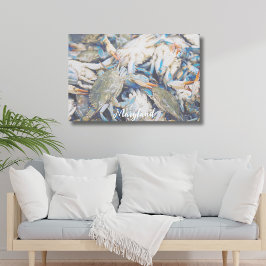 Nautic Bue Crab Beach House Canvas Print Leinwanddruck