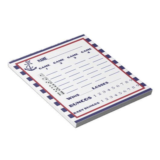 Nautic Bunco Score Pad Notizblock (angewinkelt)