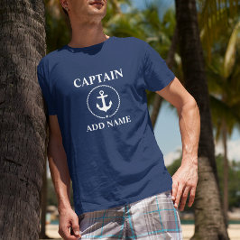 Nautic Captain Add Name Anchor Rope Blue T-Shirt