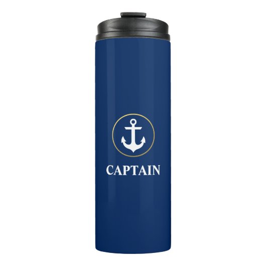 Nautic Captain Anchor Blue Gold Thermosbecher (Vorderseite)