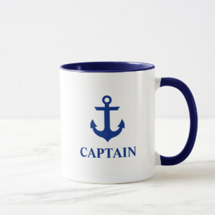Nautic Captain Anchor Blue und White Tasse