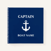 Nautic Captain Boat Name Anchor Blue Square Notizblock (Vorderseite)