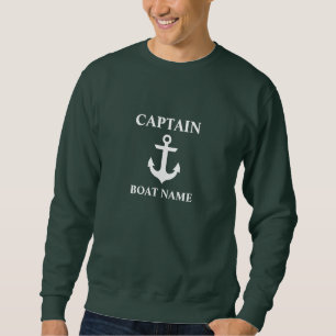 Nautic Captain Boat Name Anchor Green Sweatshirt