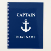 Nautic Captain Boat Name Anchor Navy Blue Planer (Vorderseite)