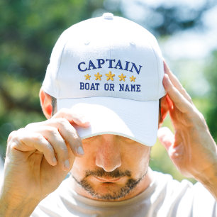 Nautic Captain Boat Name Navy Blue Gold Stars Bestickte Baseballkappe