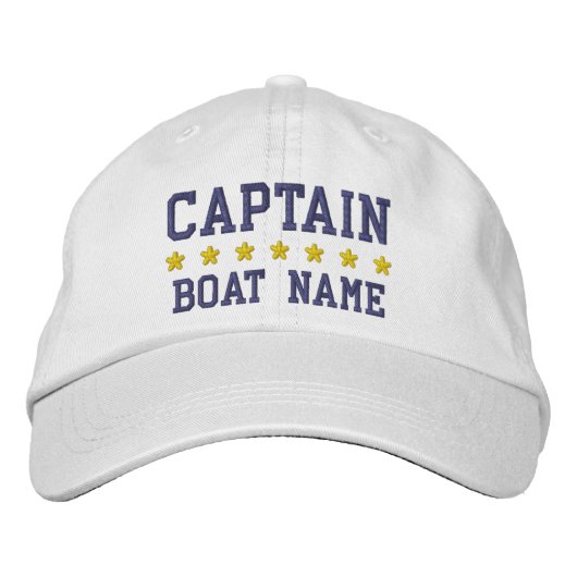 Nautic Captain, Ihr Boot Name White Cap Bestickte Baseballkappe (Vorderseite)