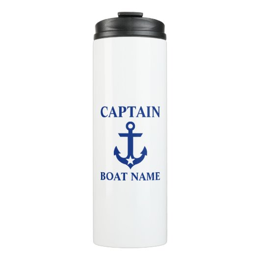 Nautic Captain Name Anchor Star Thermosbecher (Vorderseite)