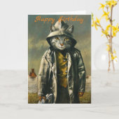 Nautic Cat Birthday Card Karte (Gelbe Blume)