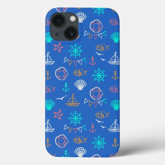 Nautic Chalk Zeichnend Muster 1 Case-Mate iPhone Hülle (Rückseite)