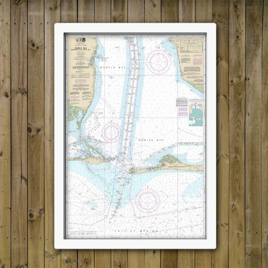 Nautic Chart Map 0f Mobile Bay, Alabama Poster