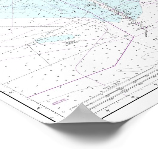 Nautic Chart Map 0f Mobile Bay, Alabama Poster (Ecke)