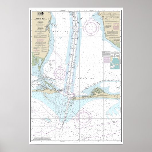 Nautic Chart Map 0f Mobile Bay, Alabama Poster (Vorne)
