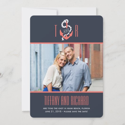 Nautic Chic Wedding Save the Date Card (Vorderseite)