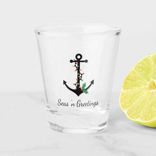 Nautic Christmas Anchor Shot Glass Gift Schnapsglas (Vorderseite)