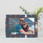 Nautic Christmas Coastal Lighthouse Muster Feiertagskarte (Stehend Vorderseite)