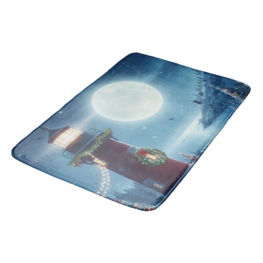 Nautic Christmas Leuchtturm Badematte (Schrägansicht)