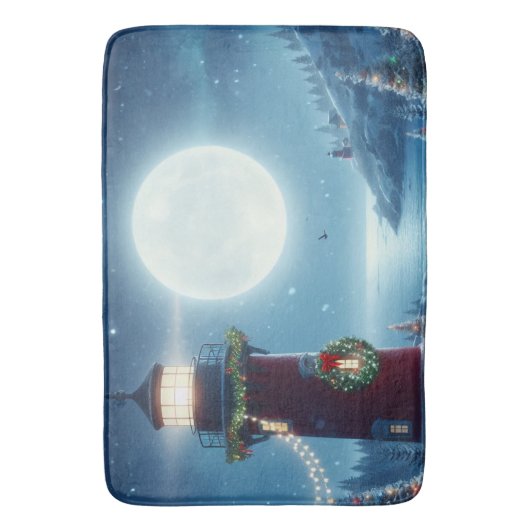 Nautic Christmas Leuchtturm Badematte (Vorderseite Vertikal)