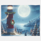 Nautic Christmas Leuchtturm Fleecedecke (Vorderseite (Horizontal))