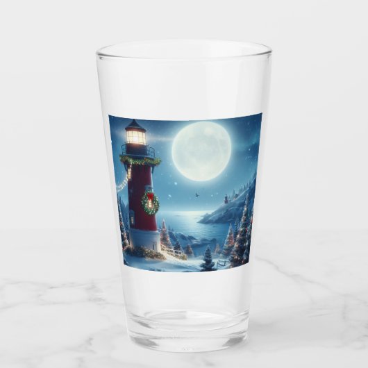 Nautic Christmas Leuchtturm Glas (Vorderseite)