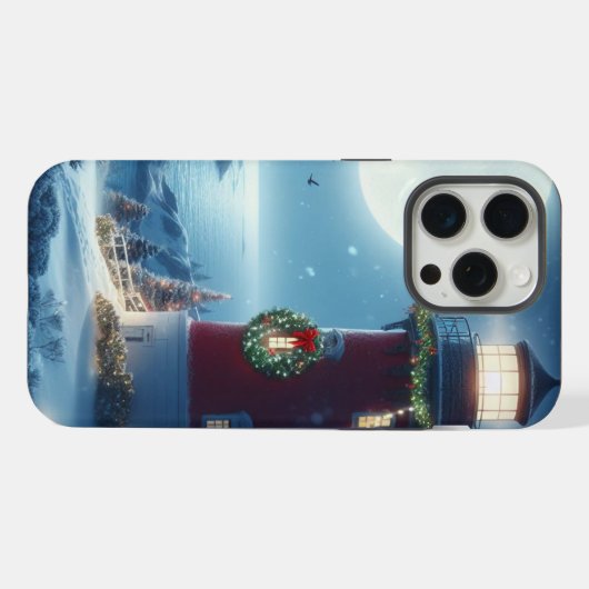 Nautic Christmas Leuchtturm iPhone Hülle (Rückseite (Horizontal))