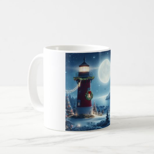 Nautic Christmas Leuchtturm Kaffeetasse (Vorderseite Links)