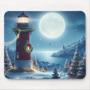 Nautic Christmas Leuchtturm Mousepad