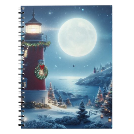Nautic Christmas Leuchtturm Notizblock (Vorderseite)