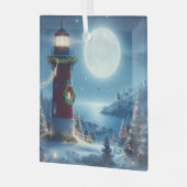 Nautic Christmas Leuchtturm Ornament Aus Glas (Vorderseite links)