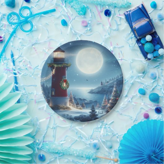 Nautic Christmas Leuchtturm Pappteller (Party)