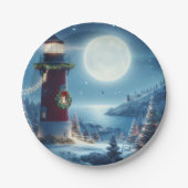 Nautic Christmas Leuchtturm Pappteller (Vorderseite)