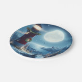 Nautic Christmas Leuchtturm Pappteller (Schrägansicht)