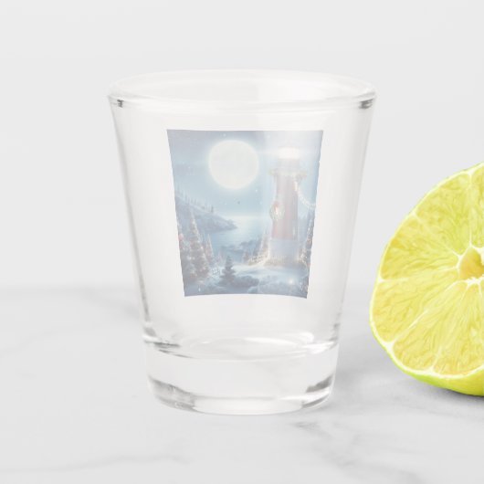 Nautic Christmas Leuchtturm Schnapsglas (Rückseite)