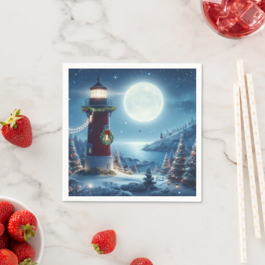 Nautic Christmas Leuchtturm Serviette (Beispiel)